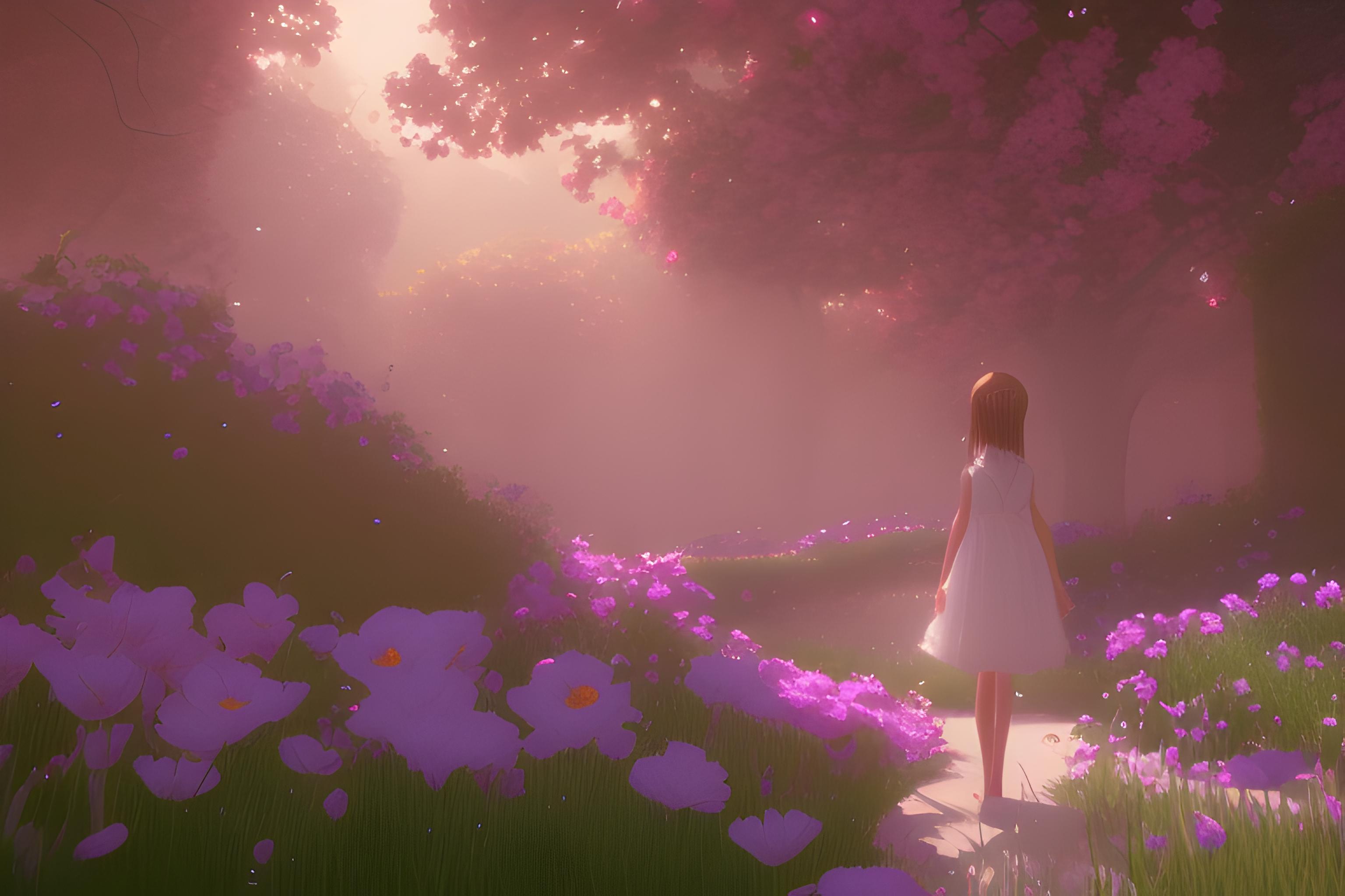 A Background For Lyrics Music Video, A Girl In Flowers, Cinematic.